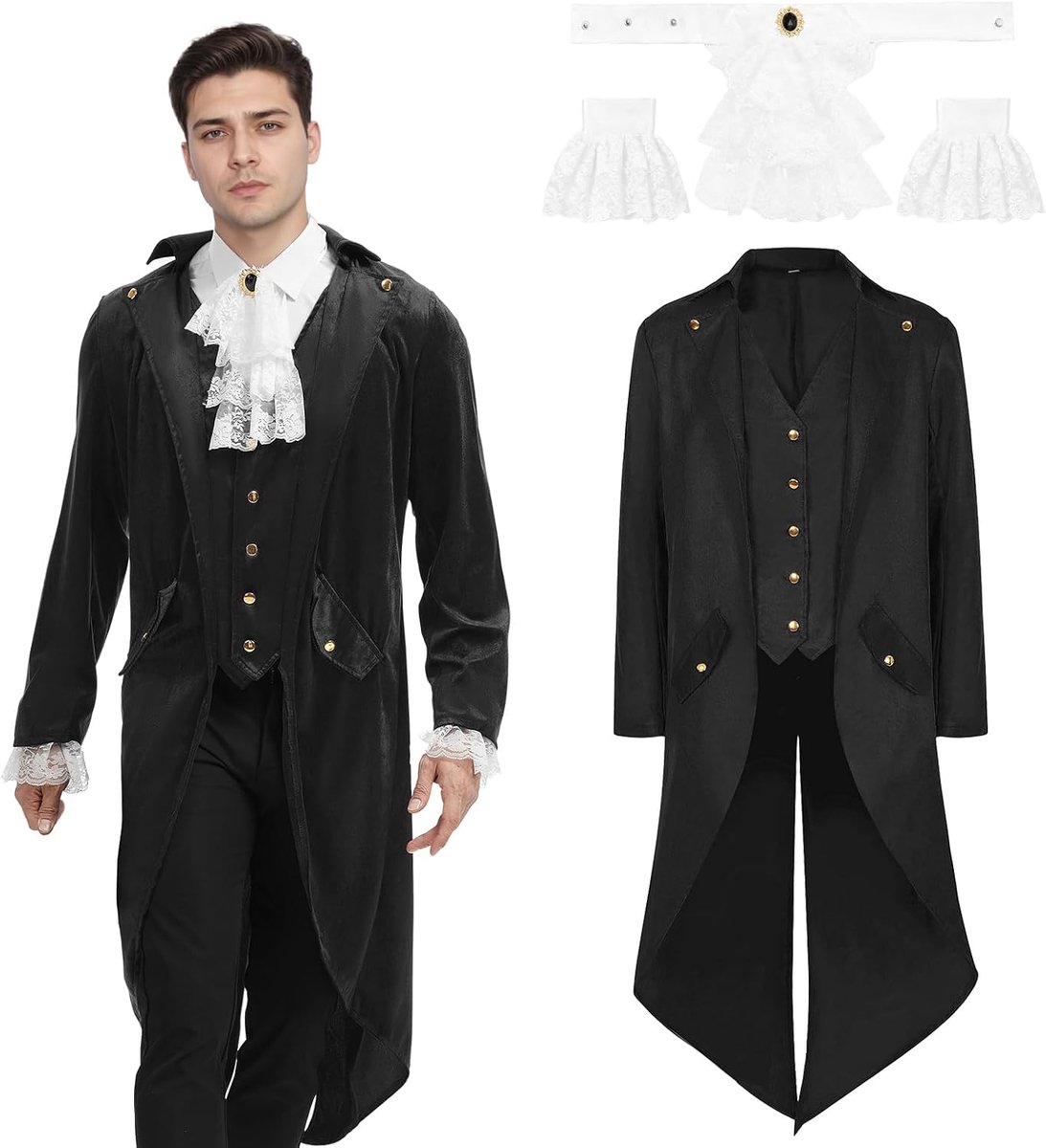Steampunk Frack, middeleeuwse Victoriaanse jas, kostuums voor mannen, Halloween, carnaval