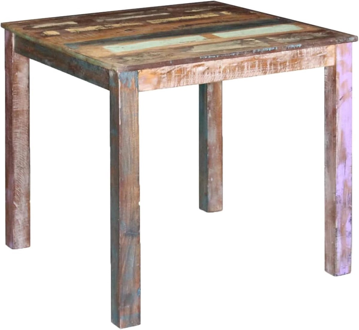 Massief houten eettafel, eetkamertafel, salontafel, retro houten tafel voor eetkamer, woonkamer, keuken, balkon, 80 x 82 x 76 cm