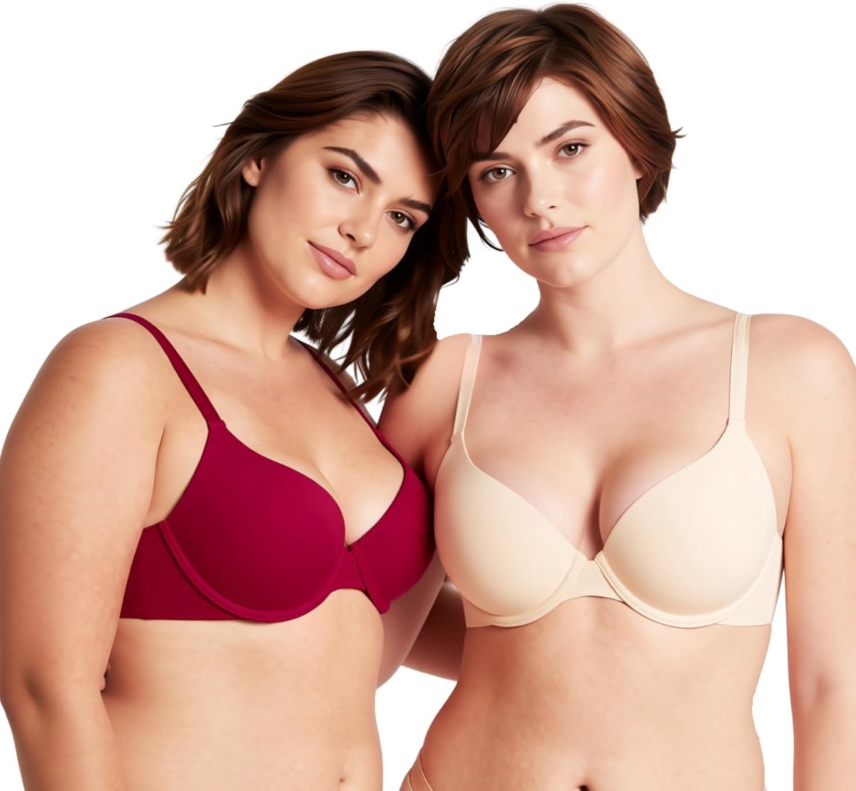Muse Dames Grote maat Volledige dekking Gewatteerd Beugelbeha-2 Stuks