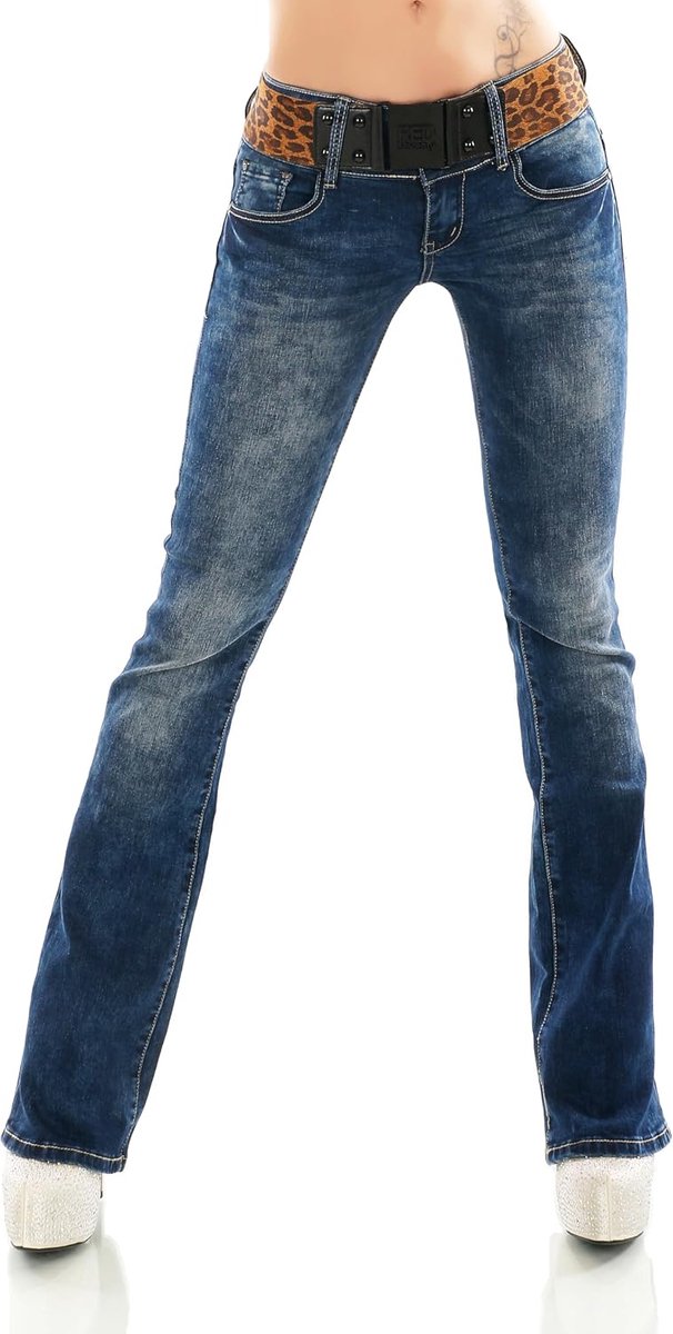 Jeans broek slagbroek denim stretch riem XS-XL
