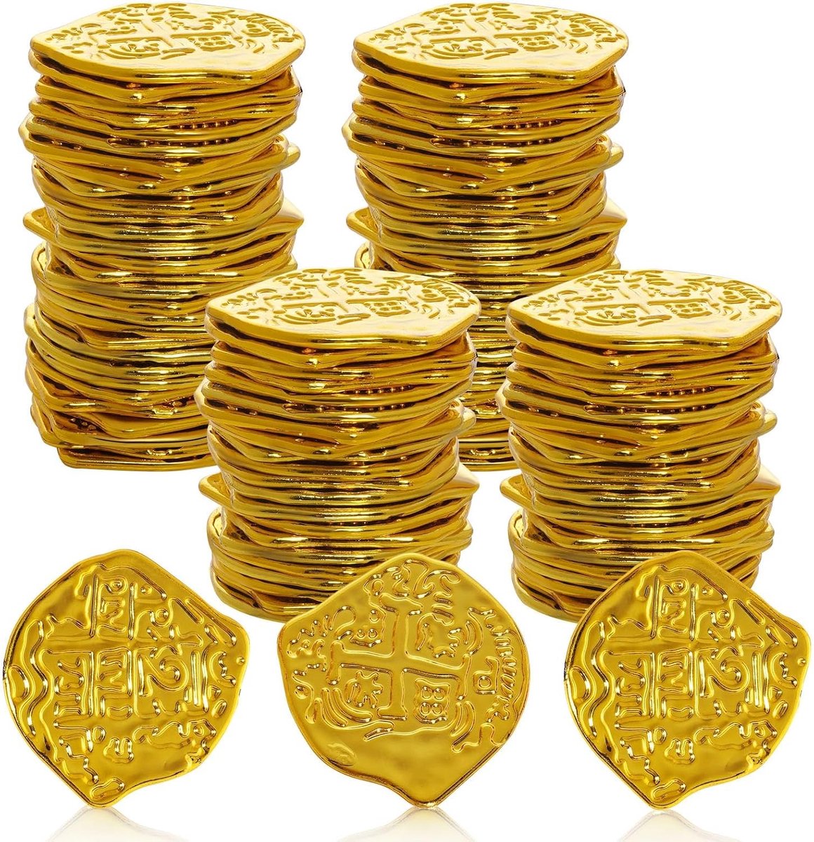 100 stuks gouden munten voor kinderen, gouden taler piratenmunt, piratenmunten, Romeinse munten, piratenschat voor tafelspelletjes voor kinderen, piratenfeest, cadeautje, schattenjacht