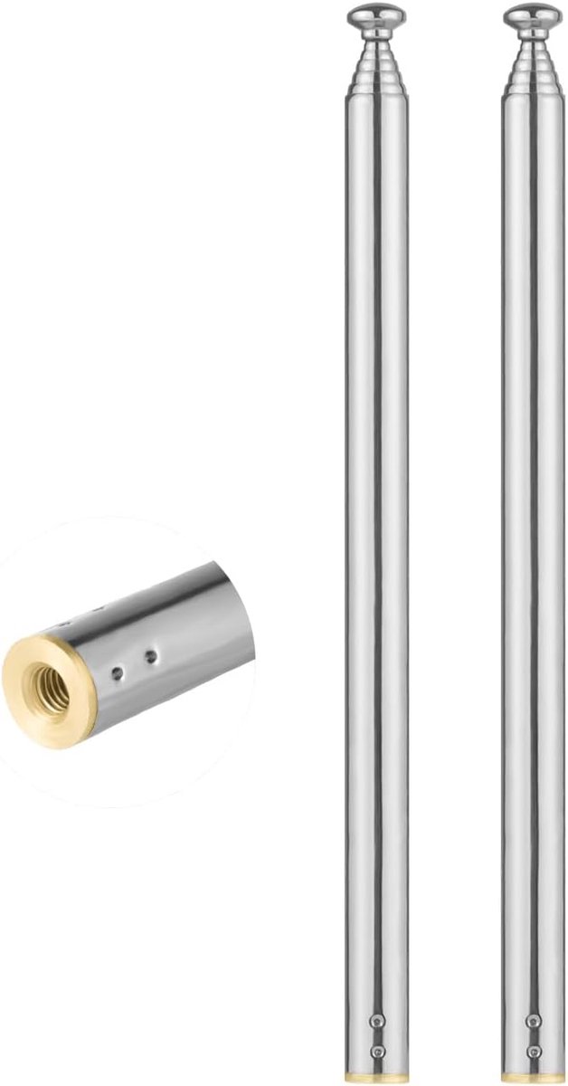 2 Stuks M2.6 Vrouwelijke Schroefdraad Telescopische Antenne 7 Secties 55CM/21.65Inch Draagbare Telescopische Antenne Vervanging voor TV AM FM Radio Ontvanger Speelgoedauto