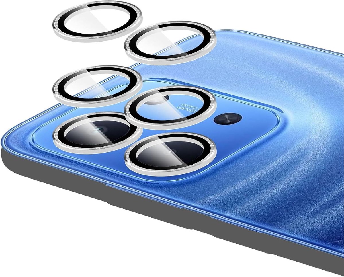 2 Stuks Cameralensbeschermer Compatibel met Xiaomi Redmi 15C, Gehard Glas met Metalen Ring Cover, Krasbestendig, Camerabescherming - Zilver