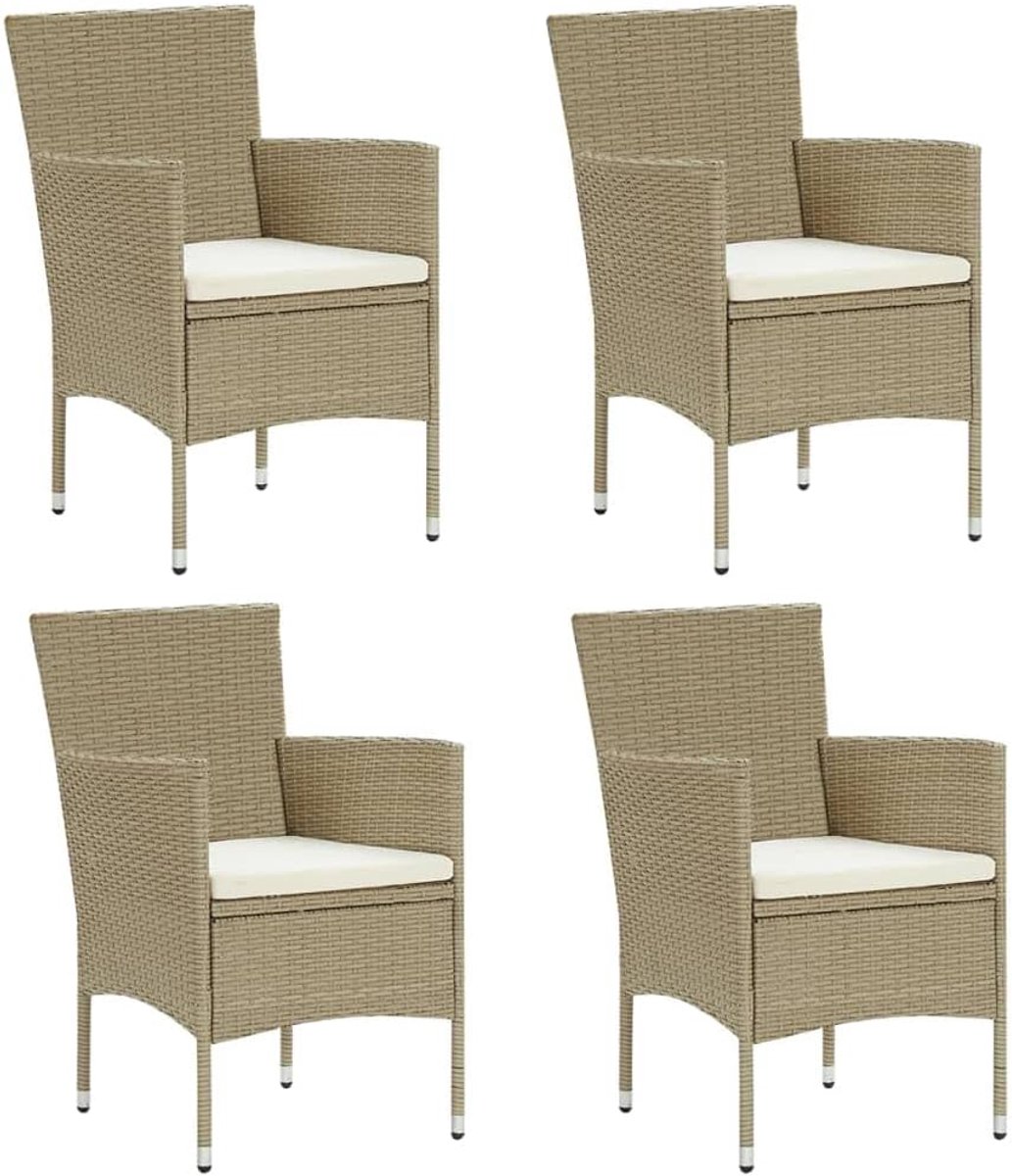 4 stuks, polyrotan, beige, terrasstoelen, vrijetijdsstoelen, balkonstoelen, terrasstoelen, terrasstoelen, terrasstoelen, dekstoelen