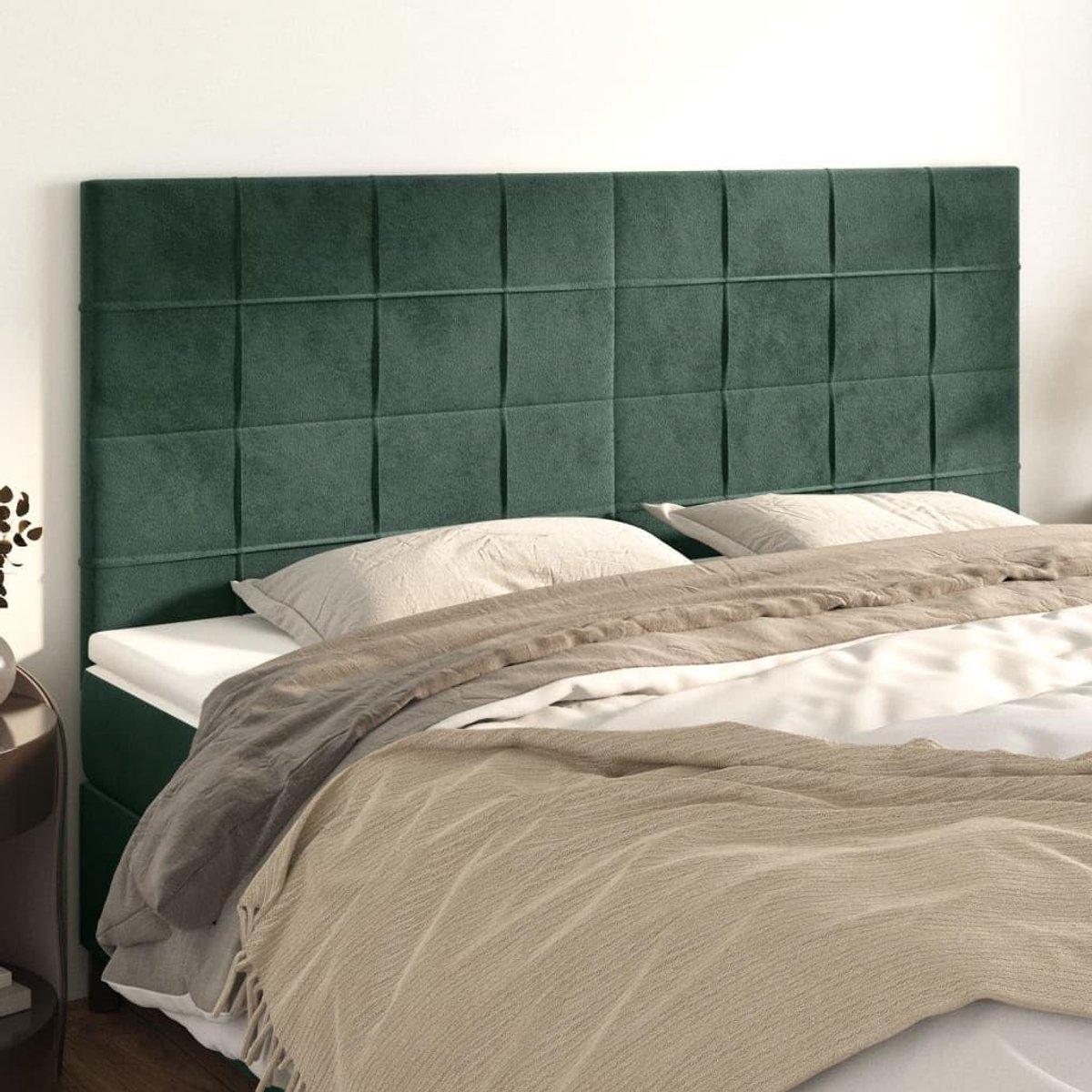 Hoofdsteunen 4 stuks donkergroen 90 x 5 x 78/88 cm fluwelen hoofdeinde voor slaapkamer slaapkamer meubels hotels