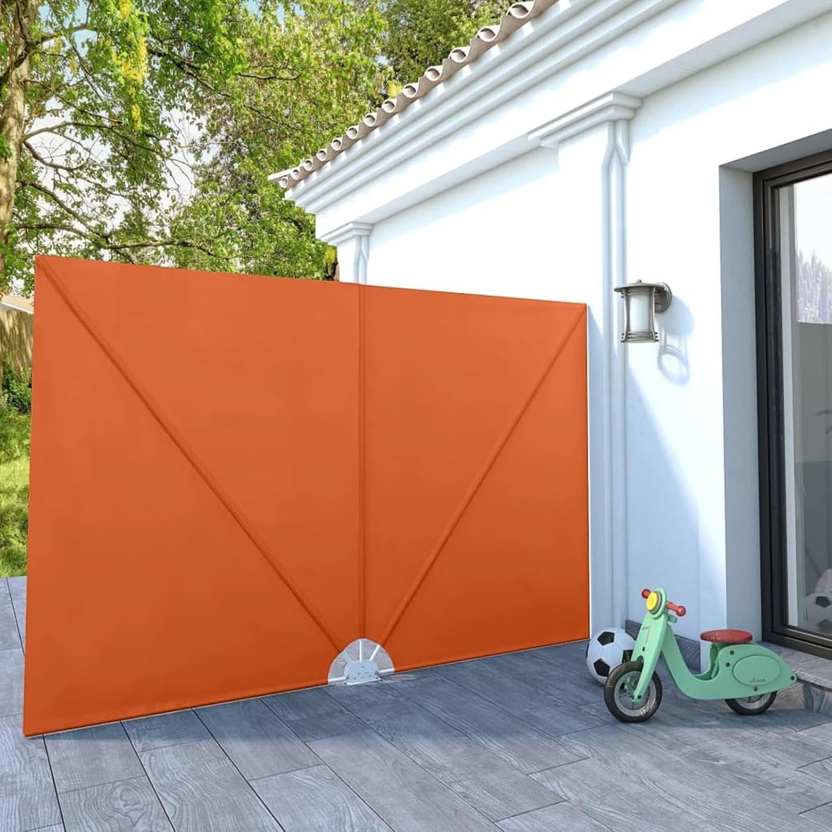 Opvouwbare terrasvakken, opvouwbare balkonwaaier met stalen frame, waterafstotend, uv-bestendig, 300 x 200 cm, polyester, voor terras, balkon of tuin