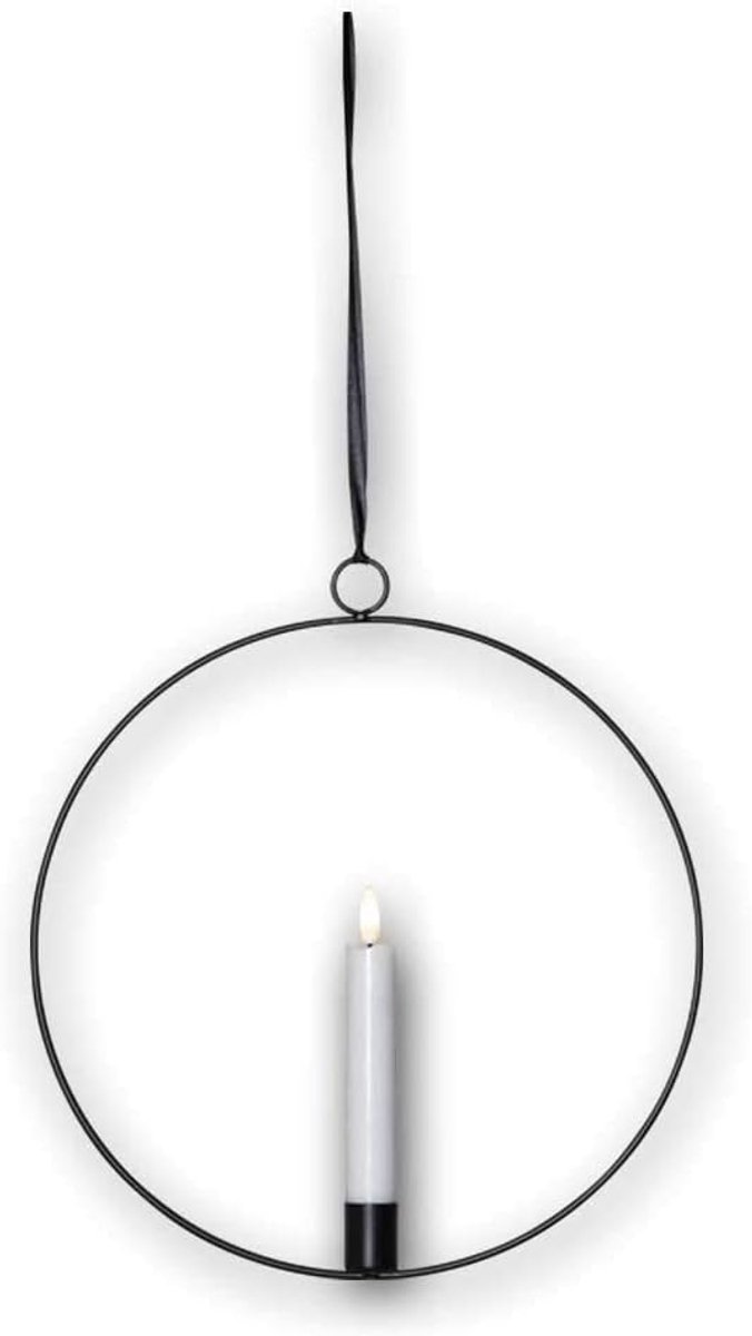 Kaars "Flame", met ring Ø 28cm, zwart