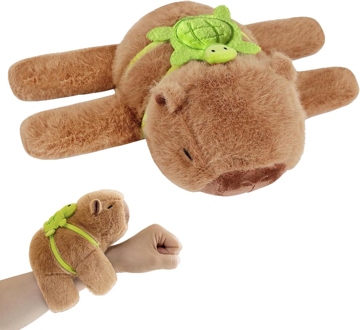 Pluche dieren, slaparmbanden voor kinderen, simulatie misdaad met schildpadrugzak, schattig pluche dier in de vorm van een bruine kapybara, geschikt speelgoedcadeau voor kinderen