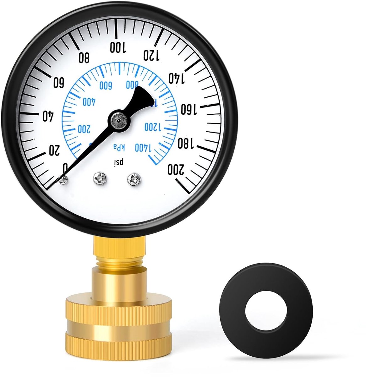 14 Bar/0-1400 Kpa waterdrukmeter, 2,5" wijzerplaat, 304 roestvrij stalen behuizing voor 3/4" BSP waterdruktest voor huishoudelijk gebruik