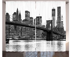 ABAKUHAUS Modern Gordijnen, Brooklyn Brug Zonsondergang met Manhattan Amerikaans Nieuw York Stad Beroemd Town Afbeelding, 2-delige gordijnse