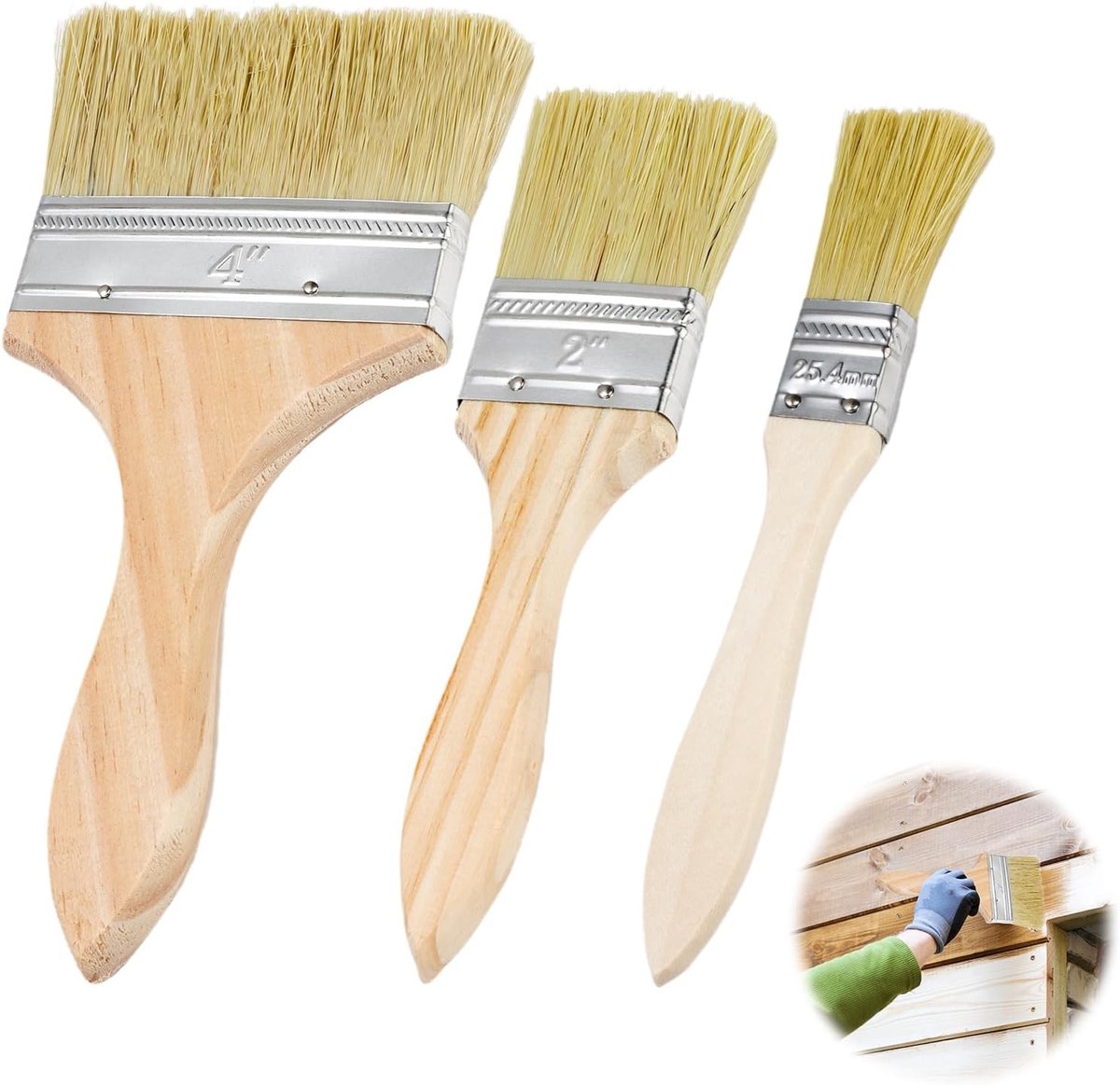 3-delige Verfkwast Set voor Buiten, Plat en Glans, Ideaal voor Hout, Muren en Acrylverf