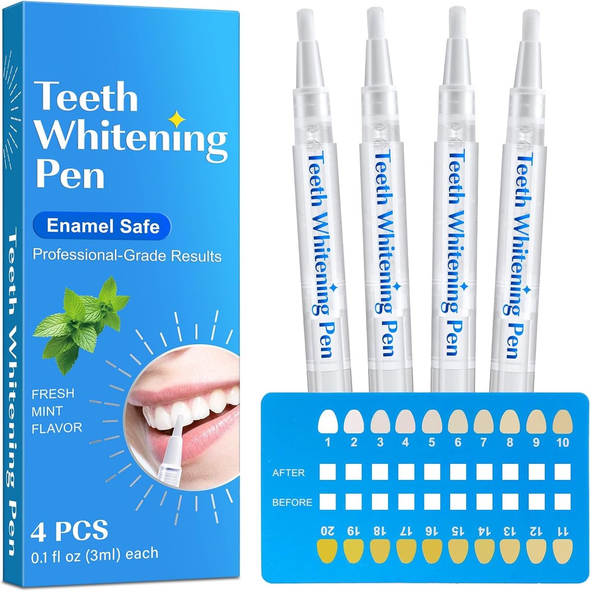 Whitening Pen (4 Pens), Tanden Whitener Essence Gel, Instant Stain Remover - 40+ Gebruikt. Professionele Formule, Effectief, Pijnloos, Geen Gevoeligheid, Reisvriendelijk