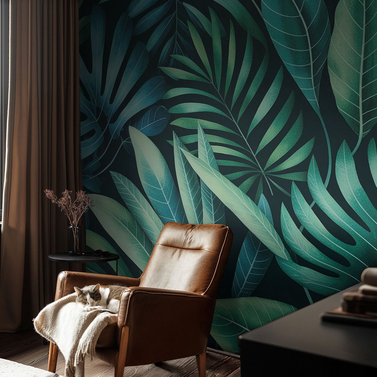 Coloray Vliesbehang - Groente Snellijm Behang - 104x70 cm - Tropische Bladeren Fotobehang Vlies - Woonkamer behang Bloemen En Planten - Muurschildering - Woonkamer behang