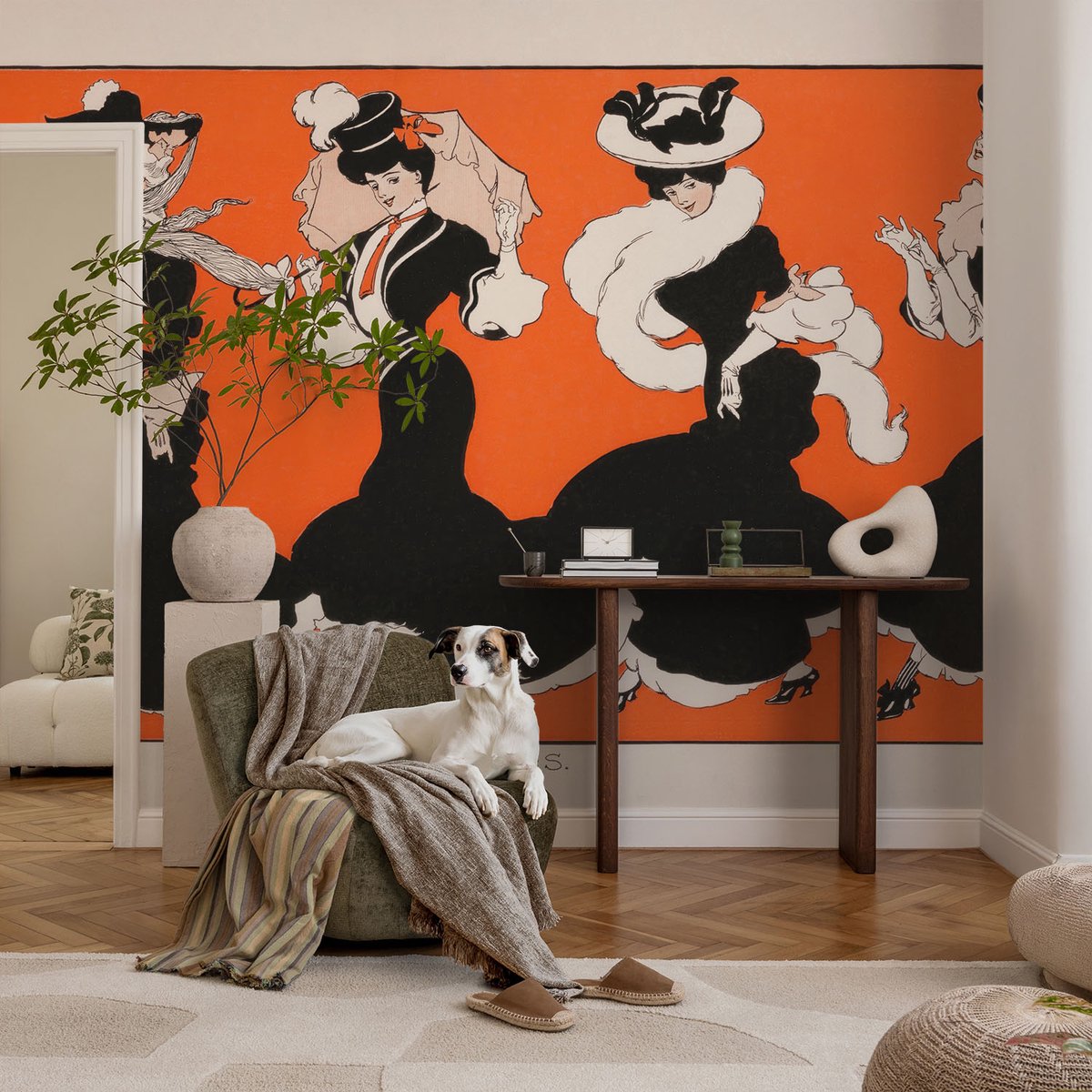 Coloray Vliesbehang - Zwart Snellijm Behang - 104x70 cm - Dameskleding Fotobehang Vlies - Hal behang Mensen - Muurschildering - Hal behang