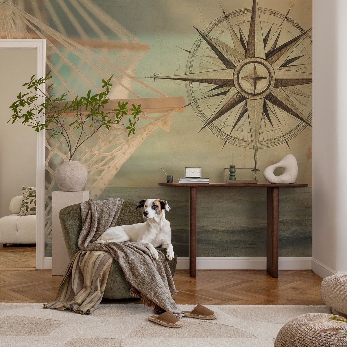 Coloray Vliesbehang - Beige Snellijm Behang - 104x70 cm - Ontspanning Aan Zee Fotobehang Vlies - Hal behang Ander - Muurschildering - Hal behang