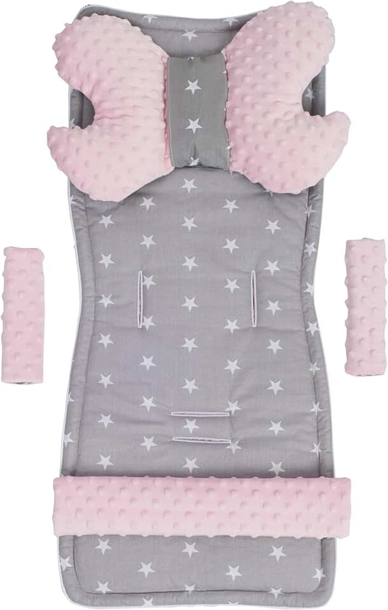 Partners Universele stoelhoes Kinderwagens & Buggy's Zitinzet Kinderwagendeken 5-delig Gordelkussens + Speelboog Kinderwagenset MINKY Katoen