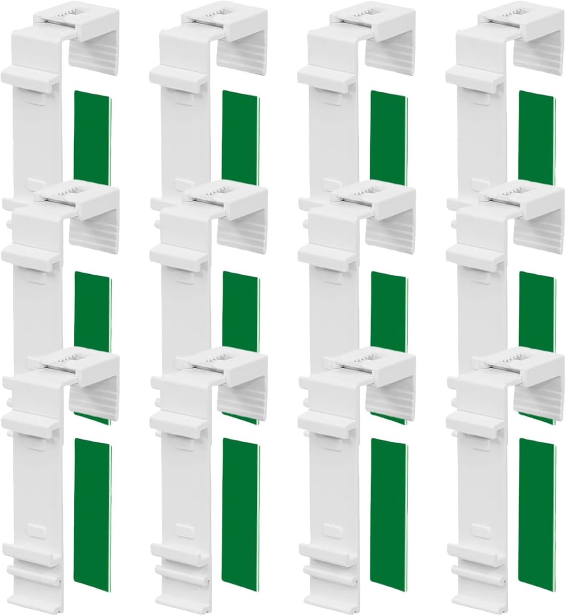 12 stuks klemhouders lang voor Klemmfix dubbel rolgordijn duo-rolgordijn om te klemmen en te lijmen zonder boren als accessoire of reserveonderdeel voor het ophangen aan het pvc-raam