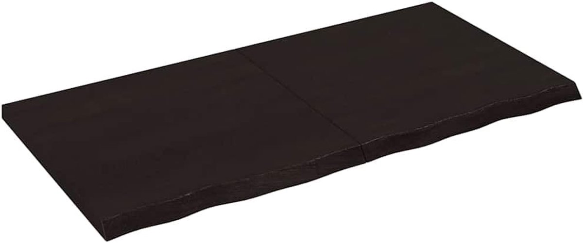 Eiken tafelblad 120 x 60 cm, inklapbaar vervangend tafelblad donkerbruin met natuurlijke rand, handgemaakt eikenhouten tafelblad voor doe-het-zelf tafel, direct klaar voor gebruik