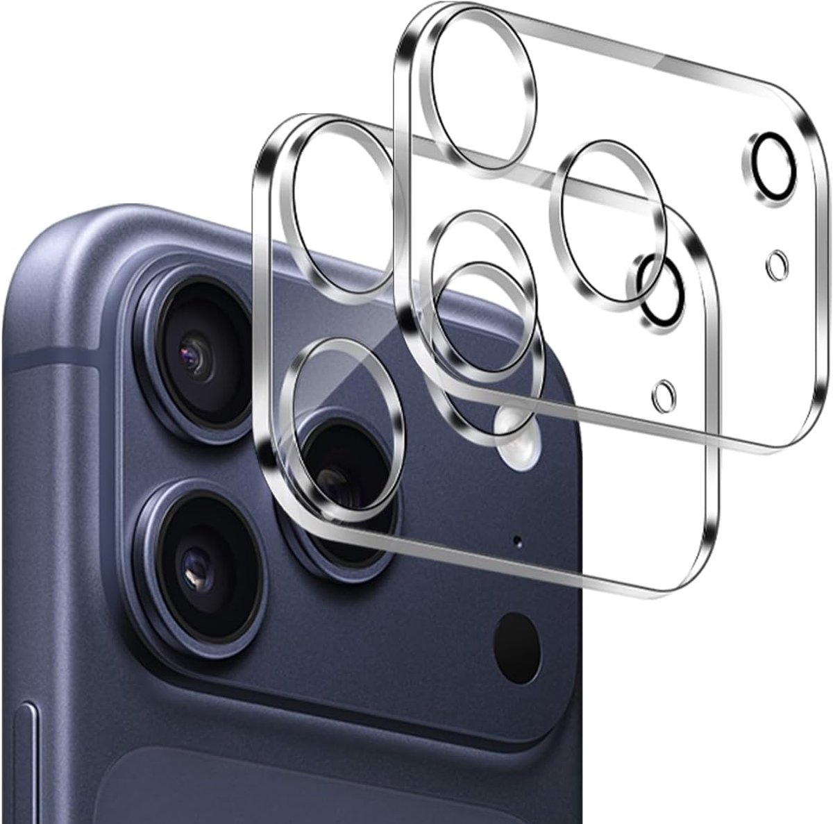 Camerabescherming voor iPhone 17 Pro Max, pantserglas, 2 stuks, anti-kras lensbeschermglas, 9H hardheid, HD, camerabescherming, displaybescherming
