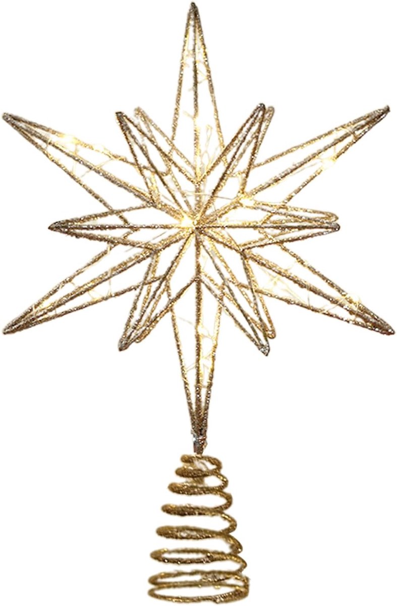Kerstster Voor Op De Kerstboom Met Verlichting Versieringen Voor