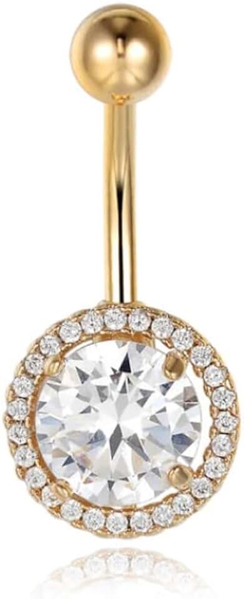Navelpiercing van RVS - Bling Goudkleurig