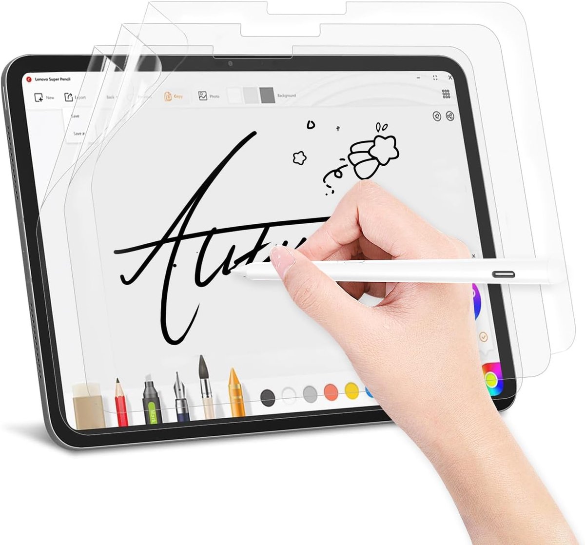 3 stuks papieren beschermfolie, compatibel met iPad 11e Gen 2025, iPad 10e Gen 2022, iPad Air 11 M2 2024 & M3 2025, matte PET-displayfolie voor tekenen en schrijven, anti-glare folie met