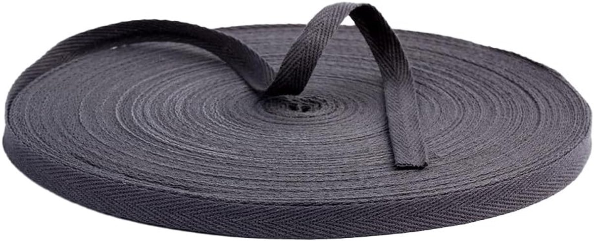 Riem twill 100% katoen riem 20 m Herringbone Tape Ribbon Cotton Twill Tape Ribbon katoen biasband naadband katoenen band decoband voor DIY handwerk #1 grijs 10 mm