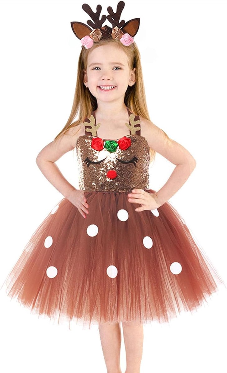 Prinsessenjurk voor meisjes, ceremonie, verjaardag, doop, avondjurk, tule, kant, vintage, lange mouwen, klein meisje, party, gala, elegant, A32