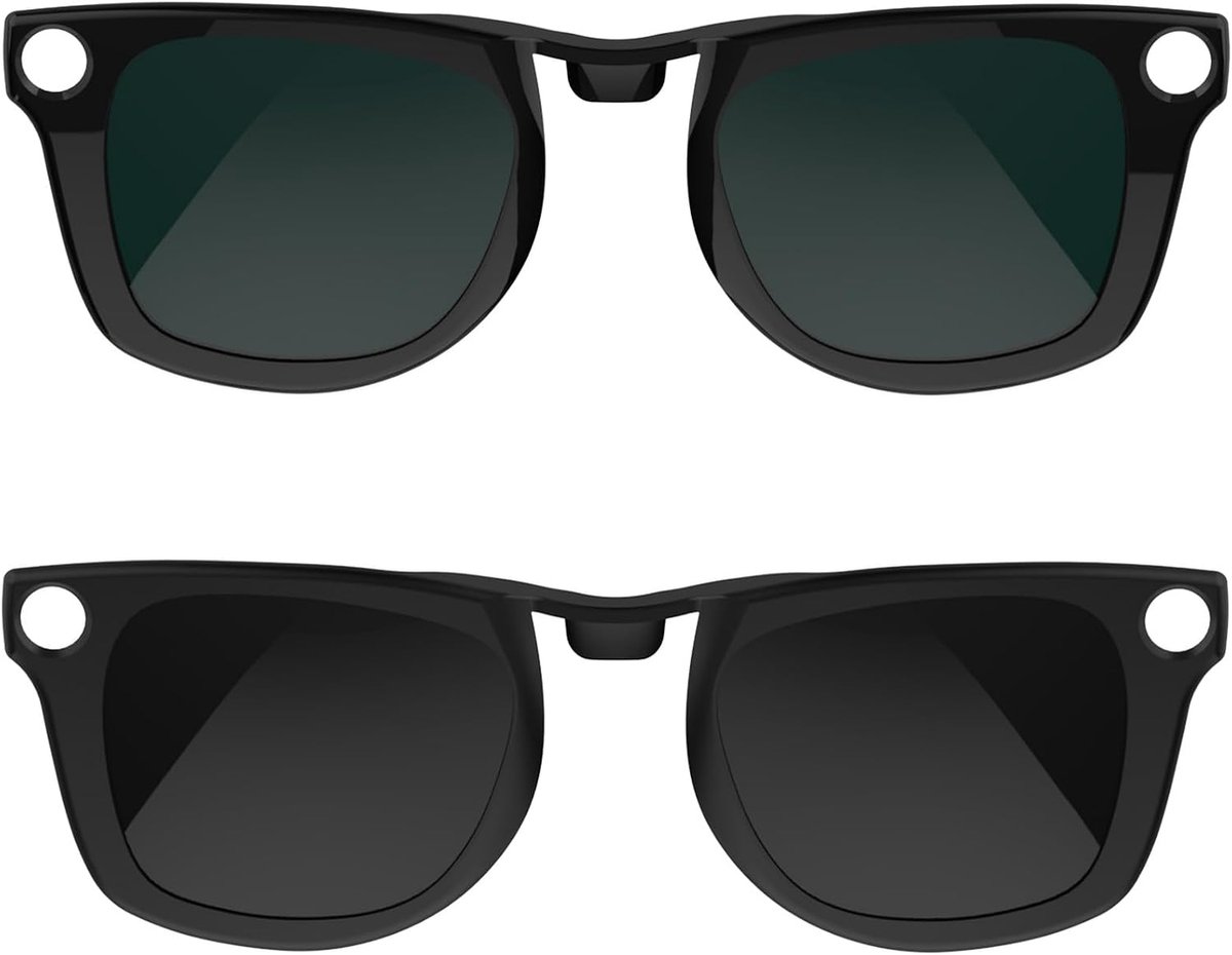 Compatibel met Ray-Ban Meta Wayfarer (Standaard) Slimme Bril Kleurveranderende Clip Set 50-22 Maat M (Donkergroen, Zwart)
