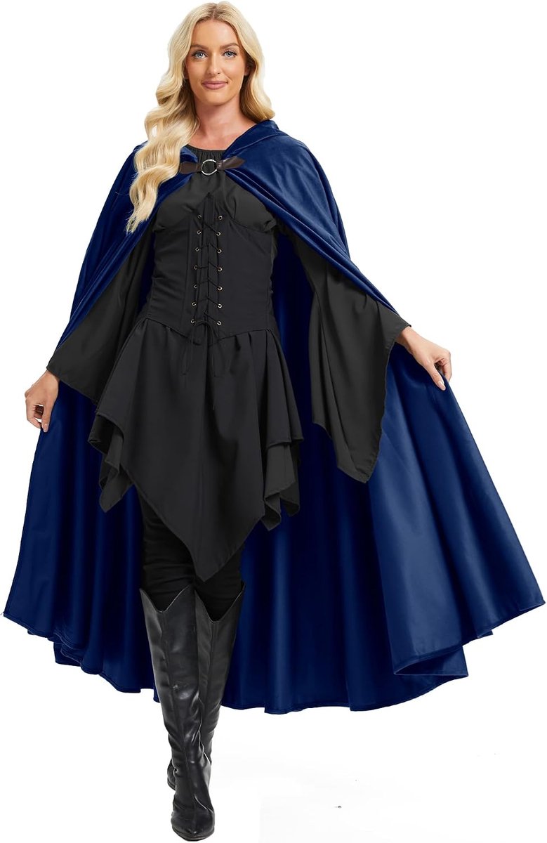 Renaissance, cape met capuchon, fluweel, mantel voor mannen en vrouwen, Victoriaanse steampunk, middeleeuwse cosplay cape