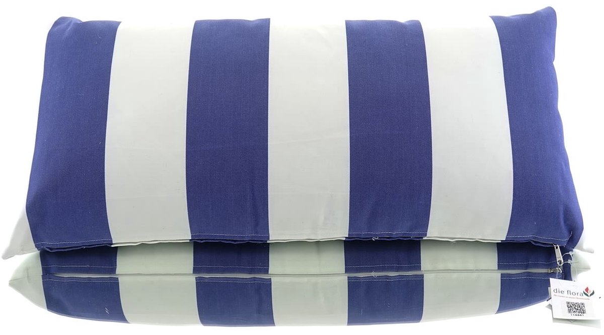 Van der Leeden kussen blauw wit gestreept 70 x 35 cm