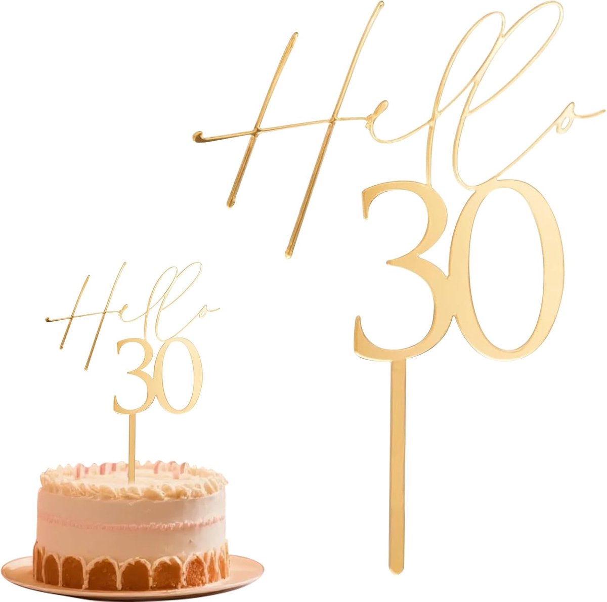 30e verjaardag vrouw man, taarttopper 30e verjaardag, taartdecoratie voor 30e verjaardagsfeest feest, verjaardagstaart decoratie, gouden taartdecoratie voor vrouwen mannen