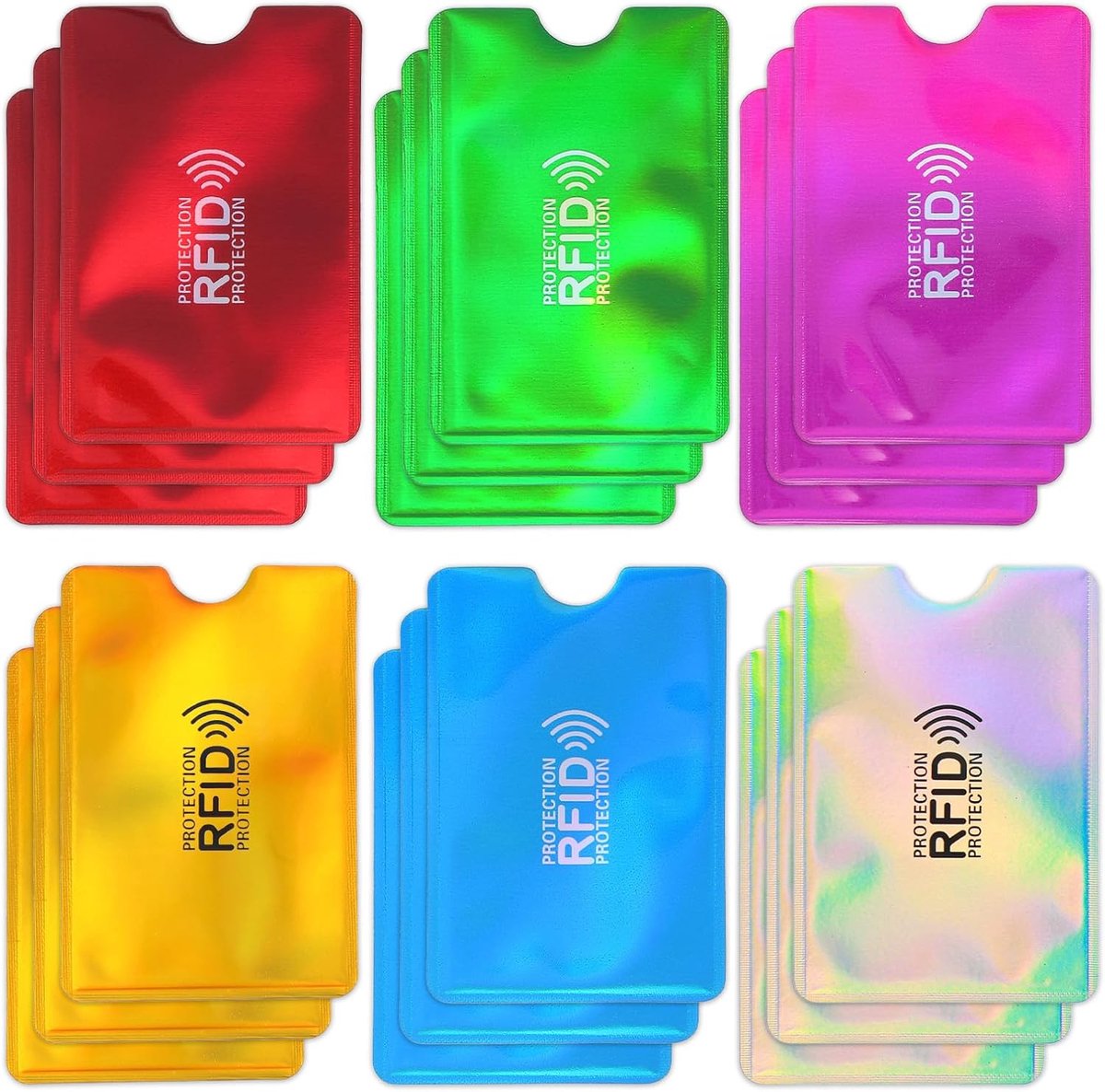 18 stuks RFID-blokkerende kaartenhoezen, kleurrijke kaartenhoezen, bankpasjes, beschermhoes voor bankkaarten, voor dames en heren