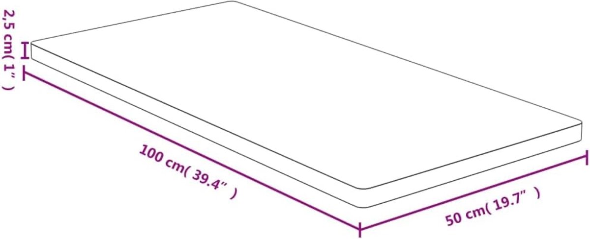 Tafelblad bamboe 50 x 100 x 2,5 cm gelakt afgeronde randen