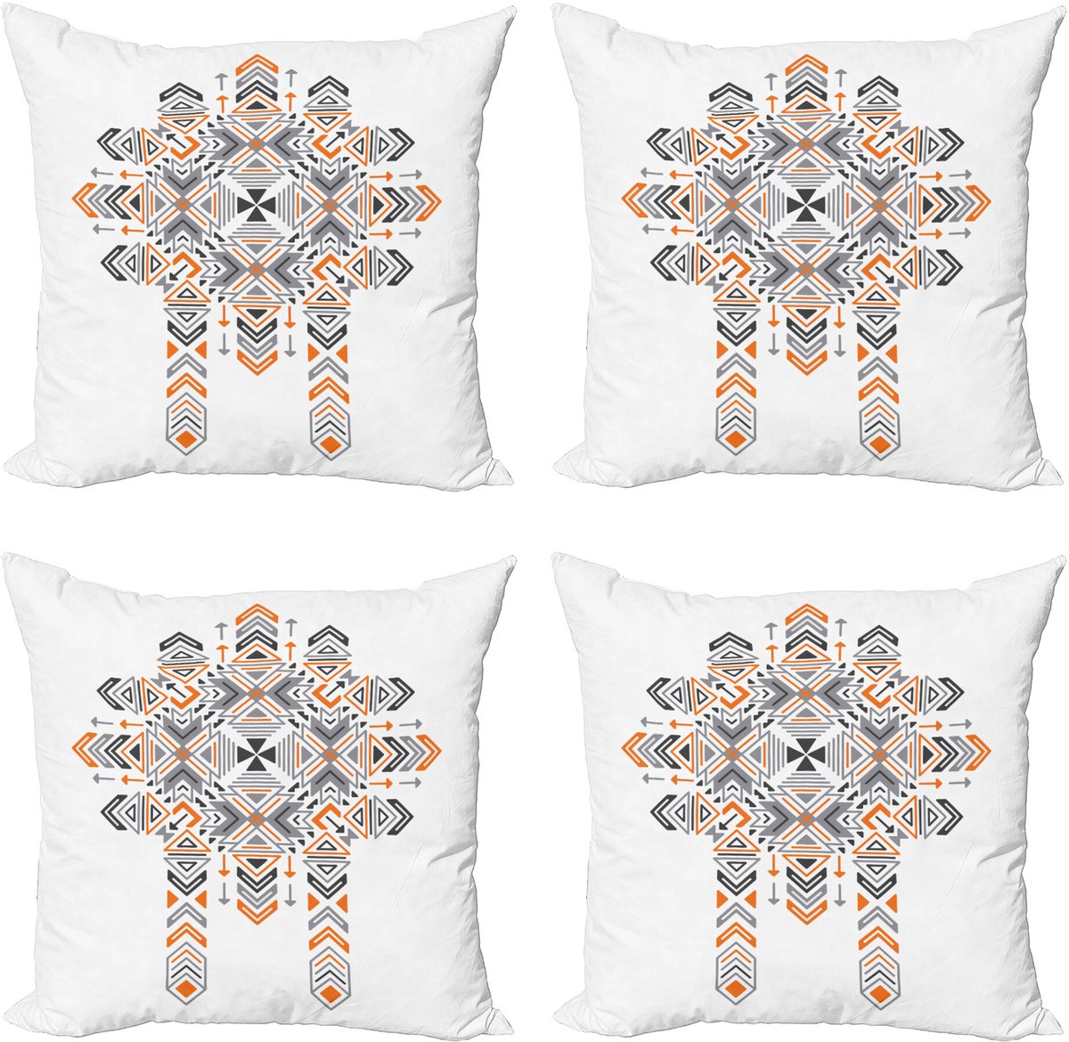 ABAKUHAUS Grijs Pfeil Sierkussen Kussenhoes 4er Set, Abstracte Motief op Effen, Modern Accent Dubbelzijdige Digitale Print, 45 x 45 cm, Grijs