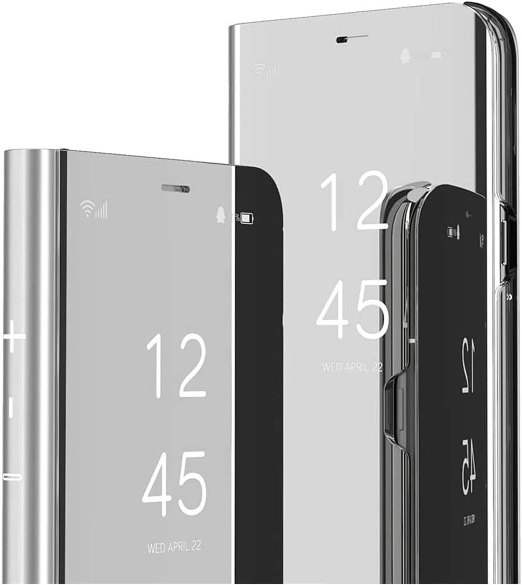Hoes voor mobiele telefoon voor iPhone 25 Pro, met Clear View, make-upspiegel, flip, inklapbare standaard, telefoonhoes, dunne stootvaste volledige beschermhoes, compatibel met iPhone 25