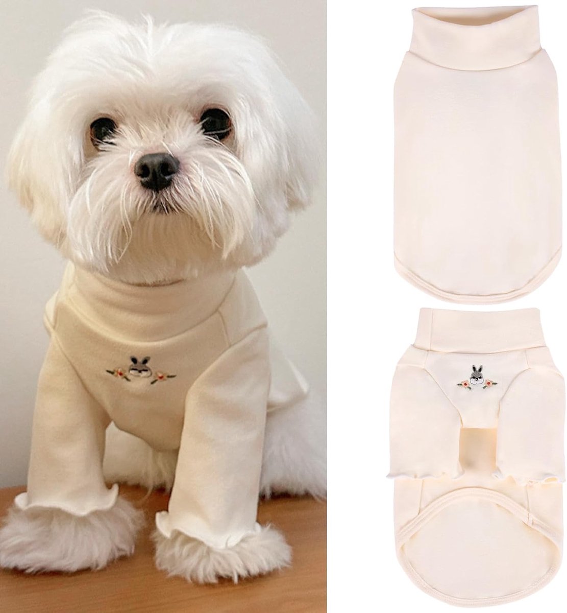 hondensweatshirt voor kleine en middelgrote honden katten herfst huisdier T-shirt met lange mouwen puppy outfit casual hondenkleding voor Yorkie Chihuahua (XL(5.5-8kg), Beige effen)