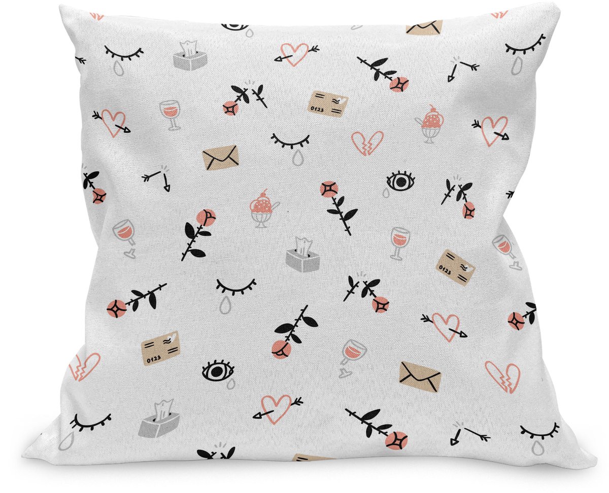 ABAKUHAUS Valentinstag Kussenhoes, Romantische Tränen Roos, Kussenhoes met Ritssluiting en Dubbelzijdige Print, 40 x 40 cm, Licht Grijs Beige Koraal