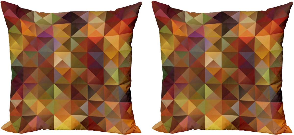 ABAKUHAUS Kleurrijk Sierkussenhoes Set van 2, Raster-Mozaïek Geometrisches, Modern Accent Dubbelzijdige Digitale Print, 50x50, Goudsbloem Bruin