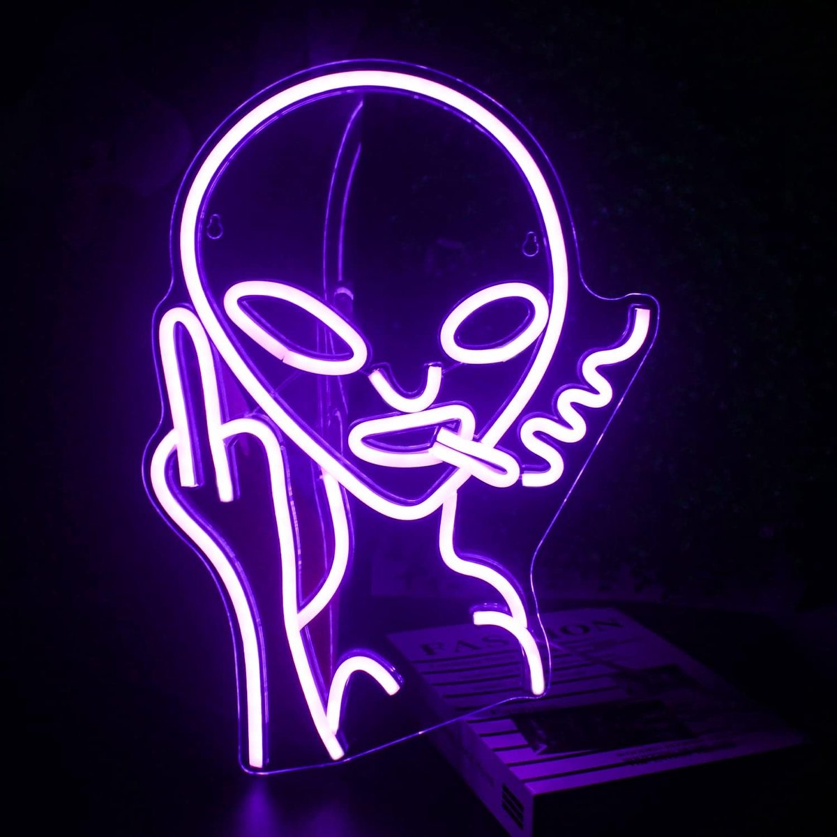 Alien lichtgevende borden, neon party, buitenaars, paars, lichtgevend buitenaardse bord, neonbord, wandbord, slaapkamer, neon, led, kinderkamer, bar, familiefeest, bruiloft