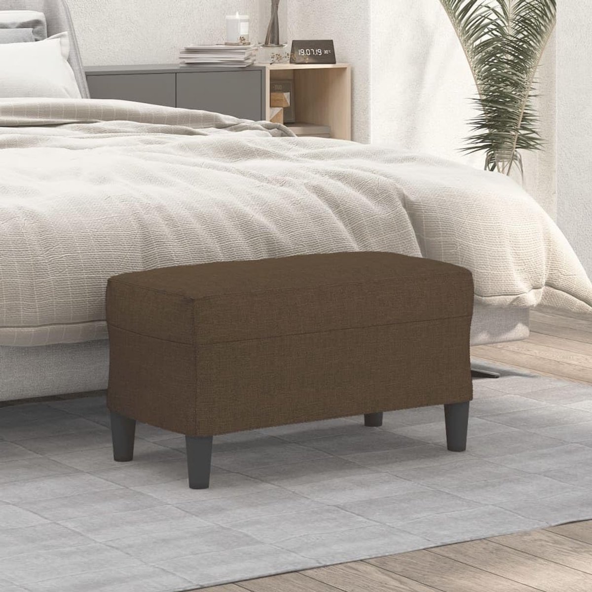 Bruin, 70 x 35 x 41 cm, stoffen gangbank, als extra zitgelegenheid, meubel met duurzame ademende bekleding en comfortabele bekleding, voor woonkamer of hal