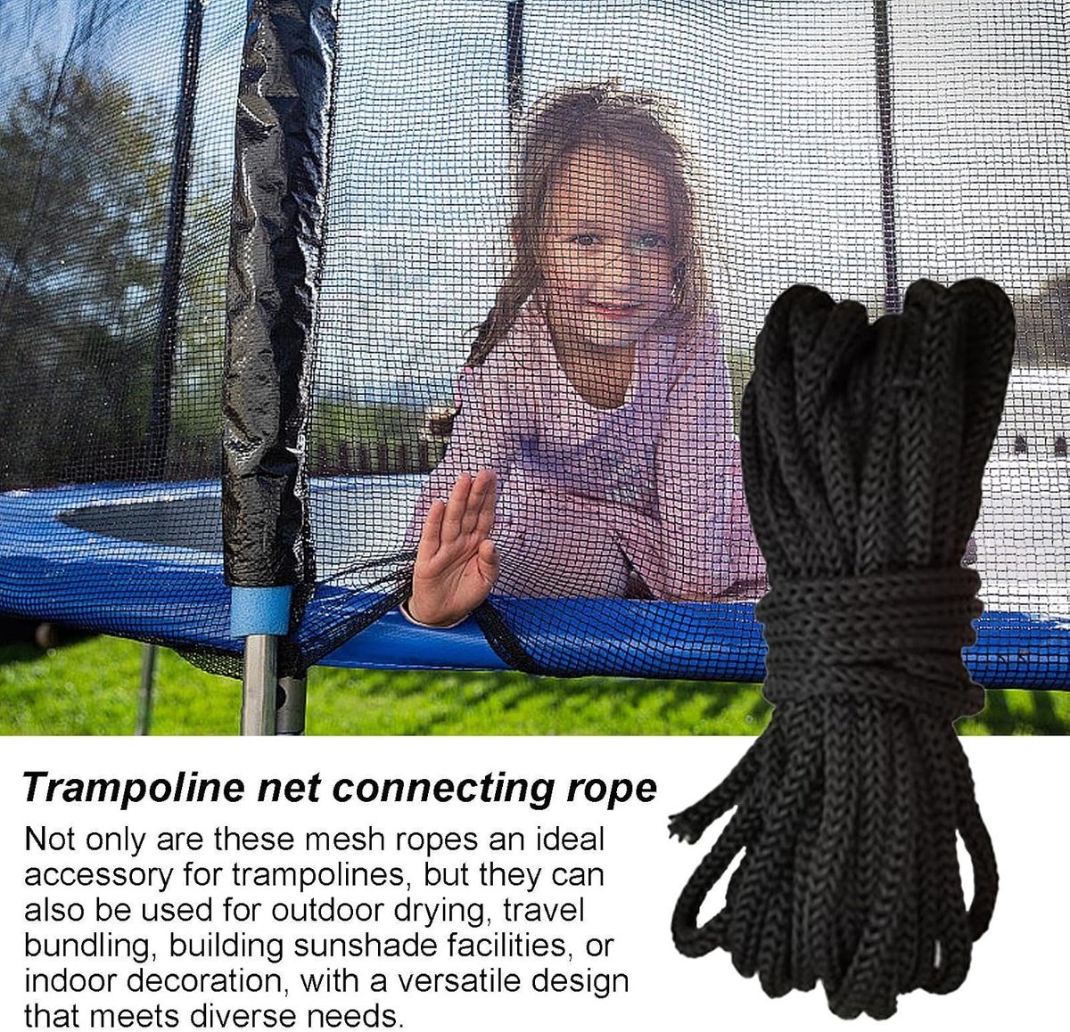 Trampolin-Netz-Schnüre, Trampolin-Netz-Verbindungsseile, 4,5 m lange Sicherheitstramin-Netzseile, Seile für Zaunnetz, Sicherheitstrampolin-Netzschnüre
