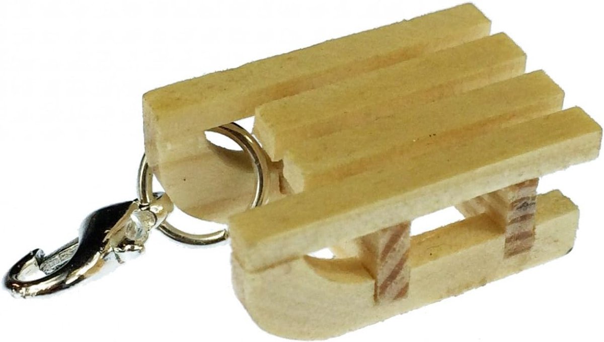 Slee charm winter mini slee hout - handgemaakt modesieraad I verzilverd ketting hanger bedelarmband - hanger voor armband, 25 mm, Hout, hout.