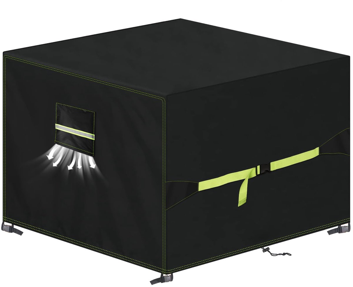 Famanu Winterbestendige, waterdichte beschermhoes voor tuinmeubelen, 150 x 150 x 75 cm, met ventilatievenster, robust 420D Oxford-afdekzeil wit