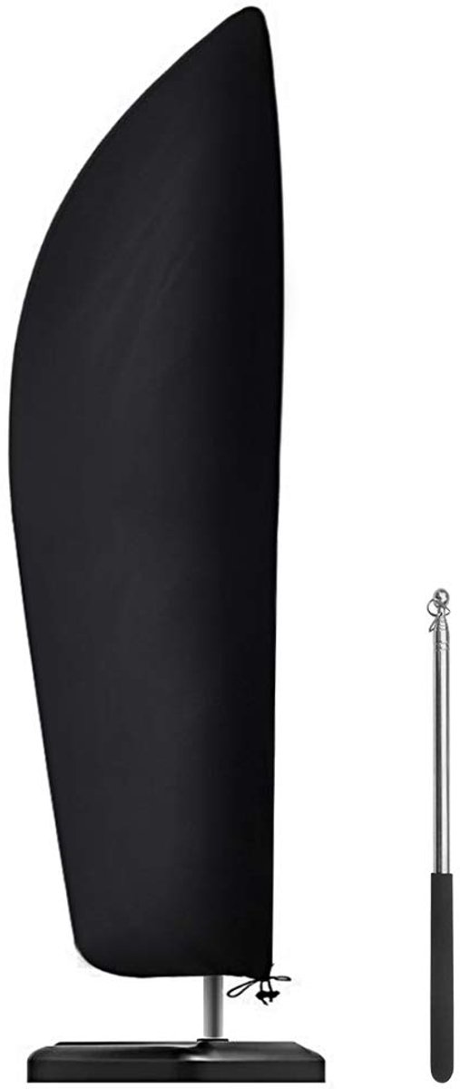 Famanu Beschermhoes voor parasol met stang, beschermhoes voor zweefparasol, 2 tot 4 m, grote parasolhoes, 210D-Oxford-weefsel, waterdicht, stofdicht, uv-bestendig, 265 x 40/70/50 cm wit