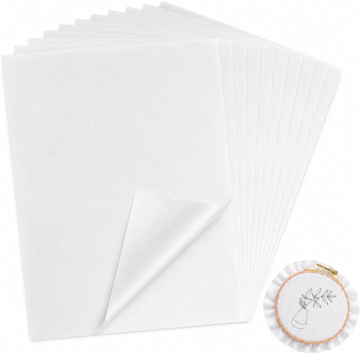 12 stuks borduurstabilisator A4 (29,7 x 21 cm), zelfklevend, in water oplosbaar, in water oplosbaar papier, oplosbaar borduurpapier of tekenen van patronen voor machine en handnaaien