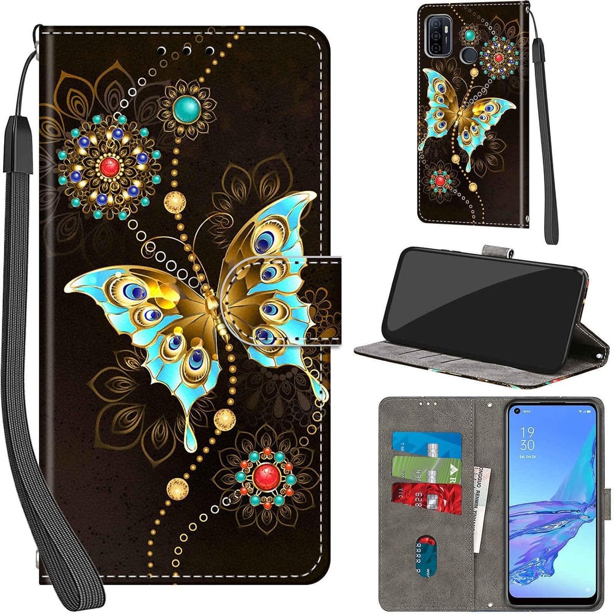 Hoesje voor Oppo A53/A53s, Groene vlinder