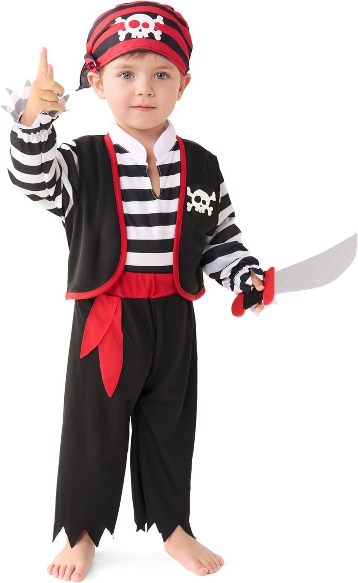 Spooktacular Creations Halloween Baby Piraat Kostuum Outfit Set voor Peuters - maat 98/104