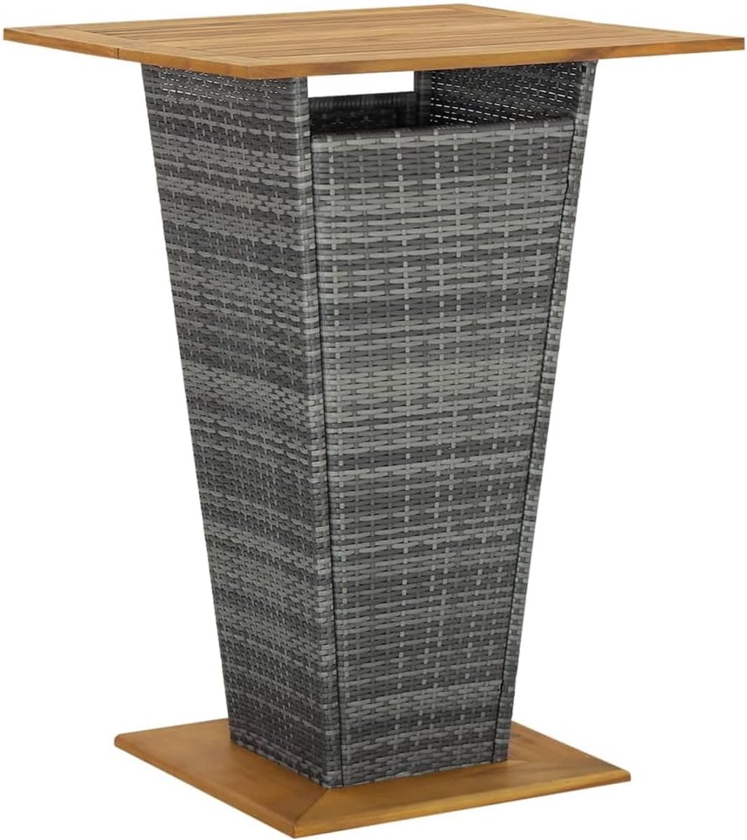 Grijs, 80 x 80 x 110 cm, polyrotan en massief hout, acacia, tuin, terras, eettafel, campingtafel, feesttafel, geschikt voor balkons, terrassen, dekken
