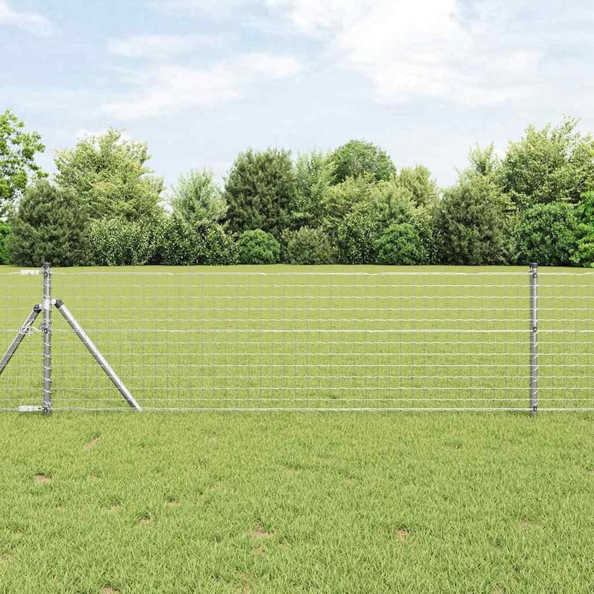 Hekpalen 7 stuks Ø32 mm 100 cm gegalvaniseerd staal, tuinhekken draadomheining voor hekken, groentebedden, kippenren weidegrond 42004220